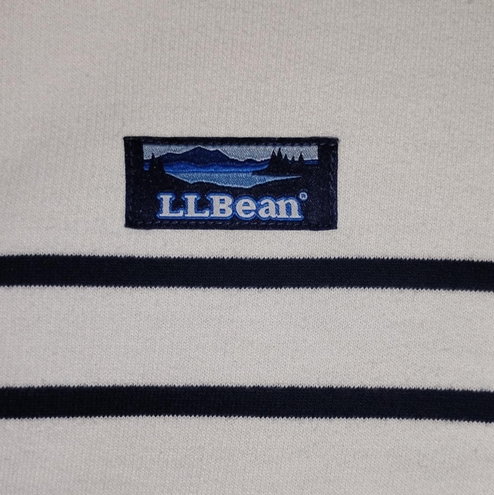 LL Bean Pullover Sweatshirt Womens XS Blue White Striped Mock Neck LS - Picture 6 of 16